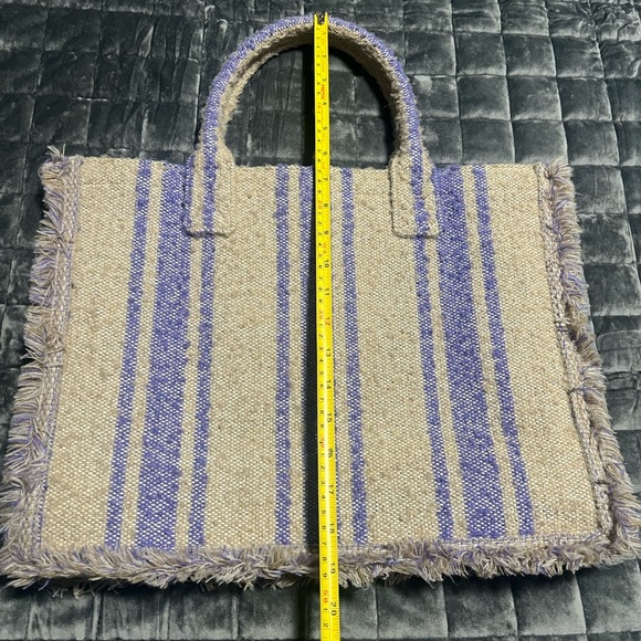 Sandro Beige and Purple Striped Tote - Picture 4 of 6